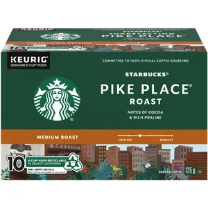Starbucks Pike Place Roast Coffee Pods - Smooth Medium Roast with Cocoa & Praline Flavors