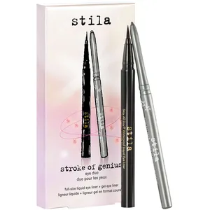 Stila Stroke Of Genius Eye Duo - Silver Metallic Shimmer & Jet Black Liquid Gel Eye Liner Set