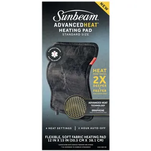 Sunbeam AdvancedHeat Heating Pad Standard Size for Effective Pain Relief