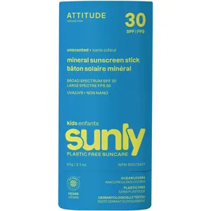 Sunly Kids Sunscreen Stick - Unscented SPF 30, EWG Verified, Vegan, Biodegradable Tube
