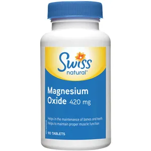 Swiss Magnesium Oxide 420 mg - Supports Bone Health, Muscle Function & Metabolism - 100 Tablets