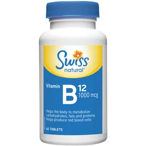 Swiss Vitamin B12 1000 mcg Tablets - Energy Production & Heart Health, 60 Count