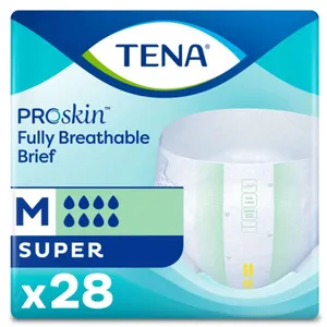 TENA Adult Incontinence Briefs, Super Absorbency, Medium, Green - Comfort & Dryness Overnight