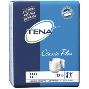 TENA Classic Plus Adult Incontinence Brief, Heavy Absorbency, Medium, White - Comfort & Security