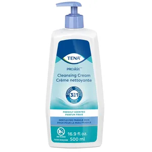TENA Moisturizing and Cleansing Cream 500 mL - 3-in-1 Formula for Gentle Skin Care and Cleansing