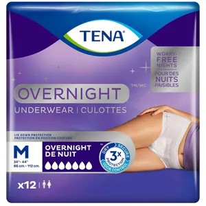 TENA Overnight Incontinence Underwear Medium - Breathable, Super Absorbent, Triple Leak Protection