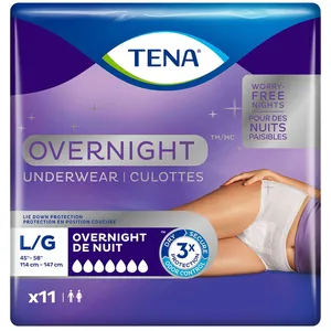 TENA Overnight Incontinence Underwear, Large - 100% Breathable, Triple Protection for Night Use