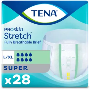 TENA Stretch Adult Incontinence Briefs, Super Absorbency, Large/X-Large, Green for Comfort