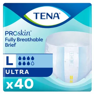 TENA Ultra Absorbency Adult Incontinence Brief, Large - Comfortable, Secure Fit with Dual Core Technology
