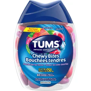 TUMS Chewy Bites Berry Flavor Antacid Tablets - Fast Relief for Heartburn, Indigestion & Sour Stomach