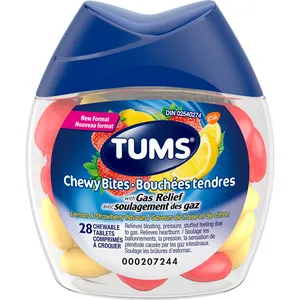 TUMS Chewy Bites with Gas Relief - Strawberry & Lemon Flavors - 28 Chewable Tablets