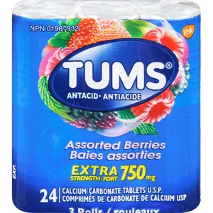 TUMS ES Rolls Assorted Berries - Fast Relief for Heartburn, Acid Indigestion, and Sour Stomach