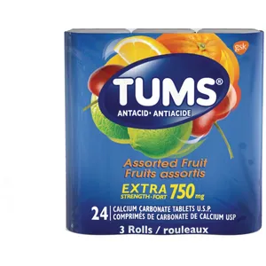 TUMS ES Rolls Fruit - Antacid Chews for Heartburn Relief - Soft Chewy Texture, Delicious Flavor