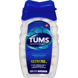 TUMS Extra Strength Peppermint 100 Tablets for Fast Heartburn Relief - Chewable Antacid