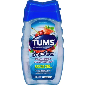 TUMS Extra Strength Smoothie Berry Fusion 60 Count for Fast Heartburn Relief