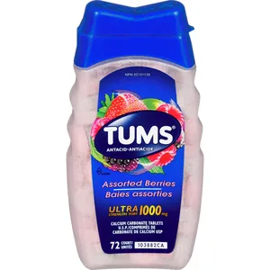 TUMS Ultra Strength Assorted Berry Antacid Tablets - Fast Heartburn Relief, 72 Chewable Tablets