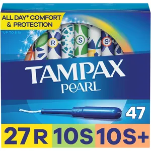 Tampax Pearl Tampons Trio Multipack - Regular/Super/Super Plus Absorbency, Unscented, LeakGuard