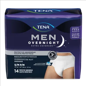 Tena Men Overnight Extra Coverage Incontinence Underwear Small/Medium for Heavy Leaks and Security