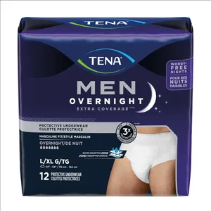 Tena Men Overnight Extra Coverage Incontinence Underwear, Large/Extra-Large for Maximum Comfort