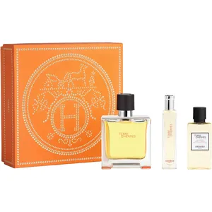 Terre d’Hermès Gift Set - 75ml Pure Perfume, 15ml Travel Size, 40ml Shower Gel for Men