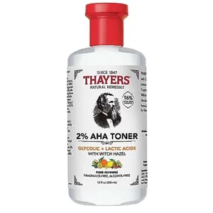 Thayers 2% AHA Exfoliating Toner with Glycolic Acid, Lactic Acid & Witch Hazel for Pore Refining