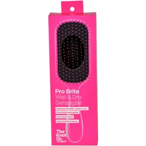The Knot Doctor Pink Detangling Brush with 212 Flexalite Bristles for Pain-Free Styling
