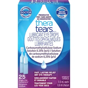 Thera Tears Lubricant Eye Drops - Preservative Free Dry Eye Relief, 0.25% Sodium, Single Use