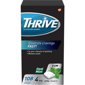 Thrive Gum 4mg Extra Strength Nicotine Replacement Cool Mint - 108 Count for Quick Craving Relief