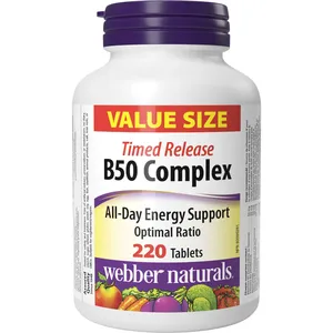Timed Release B50 Complex - Vegan-Friendly B Vitamin Supplement for All-Day Energy Support