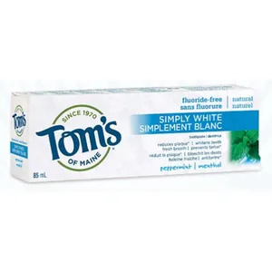 Tom's of Maine Simply White Peppermint Fluoride-Free Toothpaste 85ML for Natural Whitening