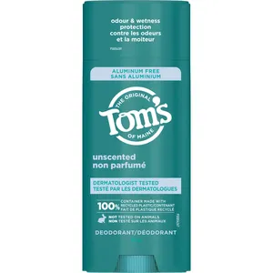 Tom's of Maine Unscented Natural Deodorant 92g - Aluminum Free, Dermatologist Tested, Vegan