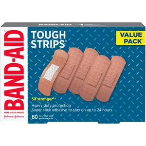Tough-Strips Adhesive Bandages - Heavy-Duty Protection, 60 Sterile Bandages, Super-Stick Adhesive
