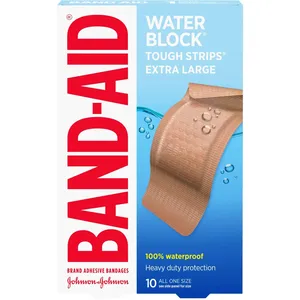 Tough-Strips Waterproof Adhesive Bandages - Extra Large, 10 or 20 Count, Keep Wounds Clean