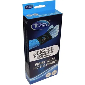 Trainers Choice Wrist Compression Wrap for Sprains, Strains & Tendonitis - Adjustable Support