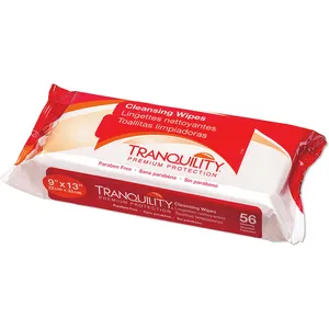 Tranquility Personal Cleansing Wipes 9"x13", Hypoallergenic, Aloe Vera, 56 Soft Disposable Wipes