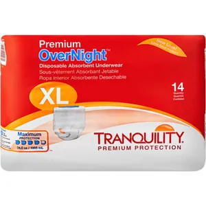 Tranquility Premium OverNight Disposable Absorbent Underwear, X-Large - 34 oz Capacity, Latex-Free