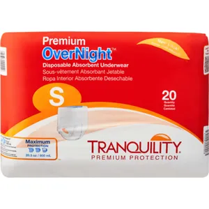 Tranquility Premium OverNight Disposable Underwear, Small - 34 oz Absorbent, Latex-Free Comfort