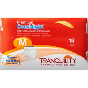 Tranquility Premium Overnight Disposable Absorbent Underwear - Medium, 34 oz Capacity, Latex-Free