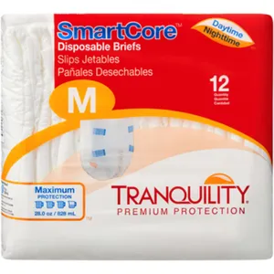 Tranquility SmartCore Breathable Briefs - Medium Size, Latex-Free, High Absorbency, Wetness Indicator