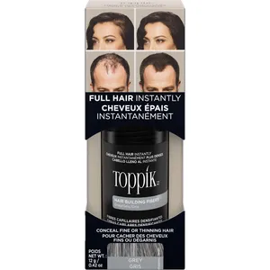 Transform Thin Hair Instantly with Toppik Grey Hair Building Fiber - Dark Brown, Natural Keratin