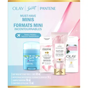Travel Essentials Gift Set - Olay Bodywash, Secret Antiperspirant, Pantene Shampoo & Conditioner