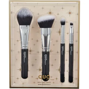 Travel-Sized Brush Set with Pouch - 4 Best-Selling Brushes for On-the-Go Makeup by Quo Beauty