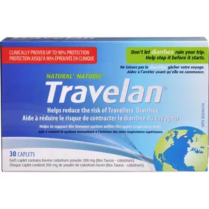 Travelan® - Natural Protection Against Travellers' Diarrhea, 200mg Caplets for Safe Travel
