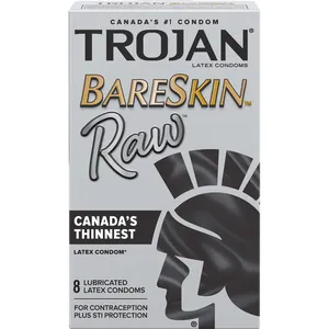 Trojan BareSkin Raw Lubricated Condoms - Canadaâ€™s Thinnest, Silky Smooth, Premium Latex for Ultimate Comfort