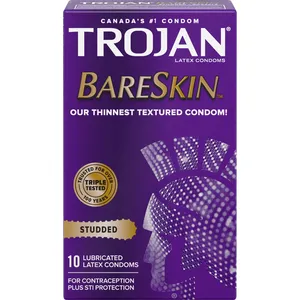 Trojan BareSkin Studded Condoms, Super Thin & Textured for Ultimate Sensitivity and Stimulation