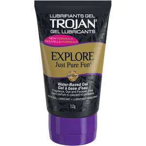 Trojan Explore Gel Water-Based Personal Lubricant - Thick, Fragrance-Free, Safe with Latex Condoms
