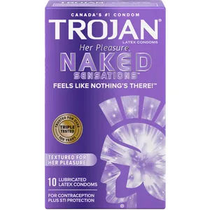Trojan Her Pleasure Naked Sensations Lubricated Condoms - Comfort Shape, Textured for Female Stimulation