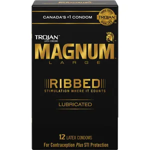 Trojan Magnum Ribbed Large Size Lubricated Condoms for Enhanced Comfort and Pleasure