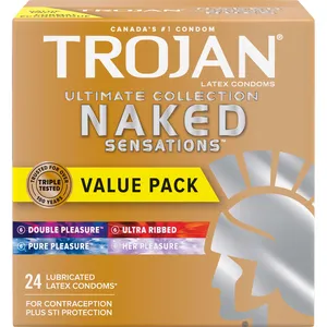 Trojan Naked Sensations Ultimate Collection Lubricated Condoms - Variety Pack for Ultimate Pleasure