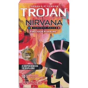 Trojan Nirvana Variety Pack Lubricated Latex Condoms - 10 Pack with Smooth, Bold, Amplified, Breathless